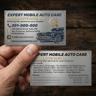Auto Repair & Car AC Specialist Metal Aluminum Bu Business Card