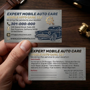 Auto Repair & Car AC Specialist Metal Aluminum Bu Business Card