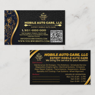 Auto Repair & Car AC Specialist Metal Gold & Black Business Card