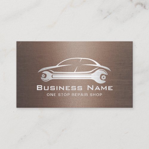 Auto Repair Car Logo Automotive Mechanic Bronze Business Card