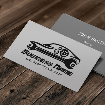 Auto Repair Car & Wrench Automotive Mechanic Business Card by cardfactory at Zazzle