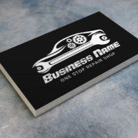 Auto Repair Car & Wrench Black Automotive Mechanic Business Card