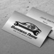 Auto Repair Car & Wrench Metal Automotive Mechanic Business Card at Zazzle