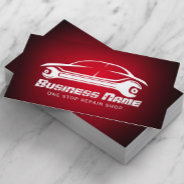 Auto Repair Car & Wrench Red Automotive Mechanic Business Card at Zazzle