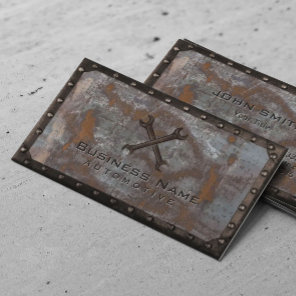 Auto Repair Grunge Rusty Metal Handyman Business Card