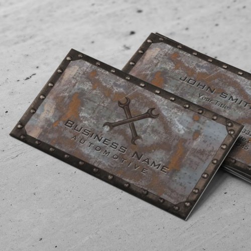 Auto Repair Grunge Rusty Metal Handyman Business Card