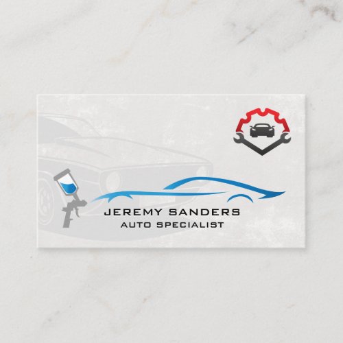 Auto Repair Logo  Car Wrench Icon  Spray Paint Business Card