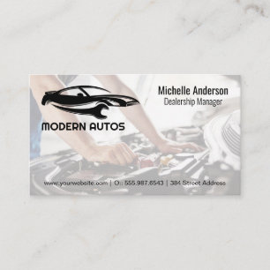 Auto Repair Logo Mechanic Working on Car Business Card
