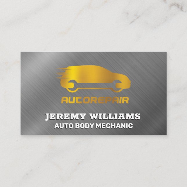 Auto Repair Logo | Metallic Business Card (Front)