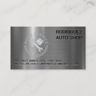 Auto Repair Logo | Metallic | Wrench | Pistons Business Card