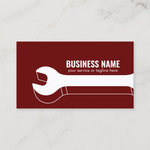 Auto Repair Minimal 3D Wrench Red Handyman Business Card