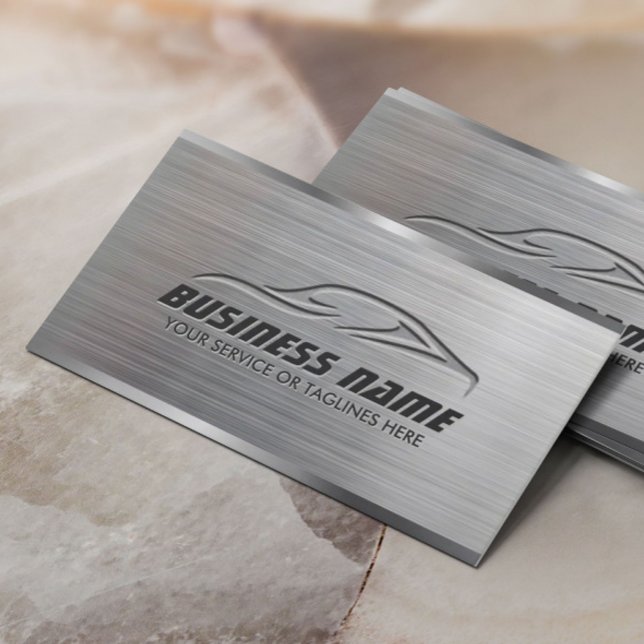 Auto Repair Professional Car Metallic Automotive Business Card (Creator Uploaded)