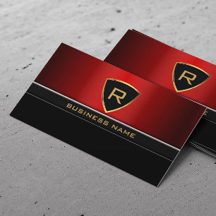 Auto Repair Royal Gold Shield Red Metal Business Card