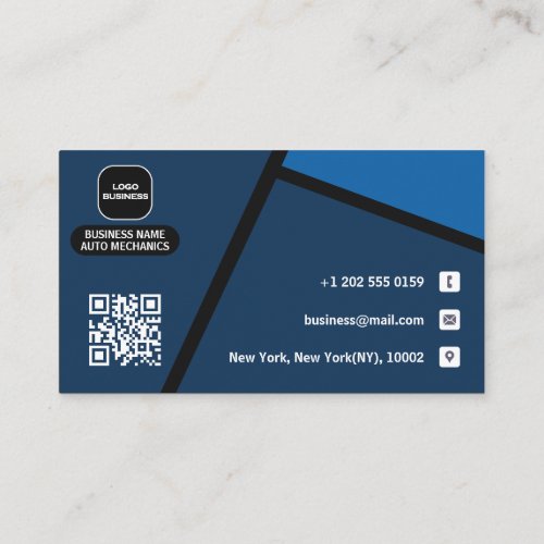Auto Repair Service Solution modern black and blue Business Card