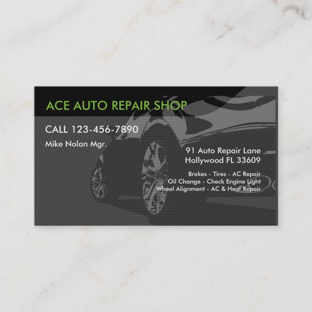 Auto Repair Services Business Card (Front)