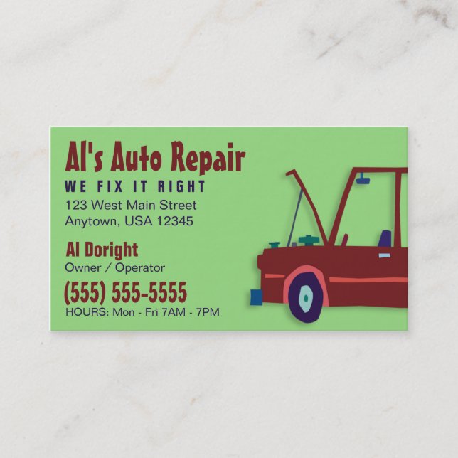 Auto Repair Shop Business Card (Front)