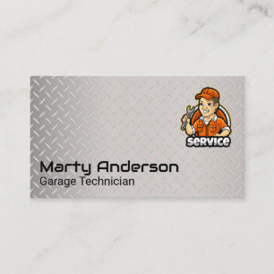 Auto Repair Shop Mechanic Holding Wrench Business Card