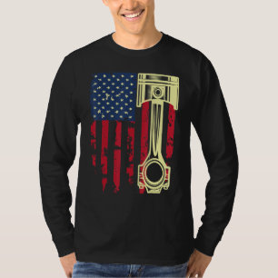 Auto Repairman Car Mechanic Tools Piston USA Flag T-Shirt