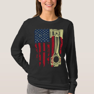 Auto Repairman Car Mechanic Tools Piston USA Flag  T-Shirt