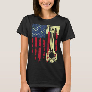 Auto Repairman Car Mechanic Tools Piston USA Flag T-Shirt