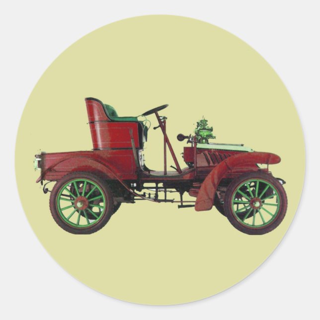 AUTO -RESTORATION , AUTOMOTIVE CLASSIC ROUND STICKER (Front)
