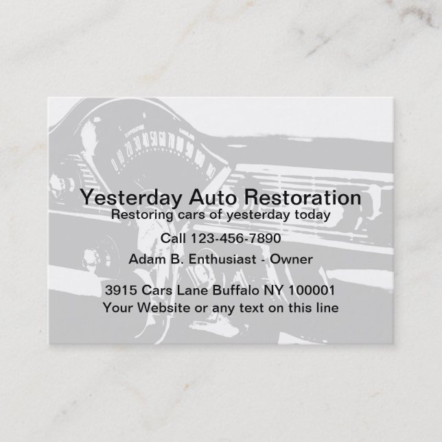 Auto Restoration Service Business Card (Front)