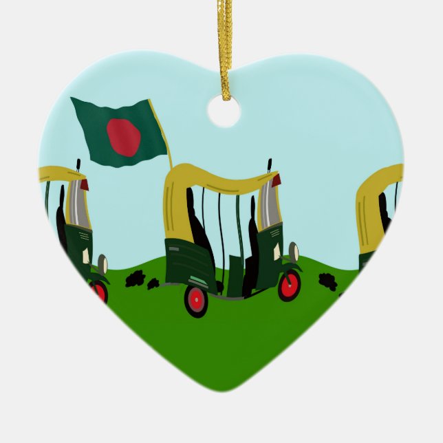 Auto Rickshaws in Bangladesh Ceramic Ornament (Front)