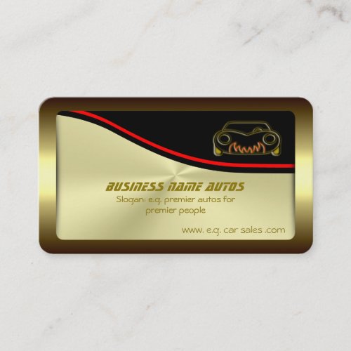 Auto sales - Classic Sportscar Logo on gold-effect Business Card