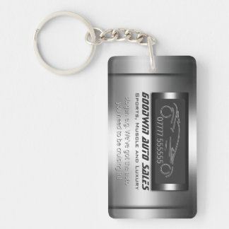 Auto Sales Giveaway - faux metal, silver auto Keychain