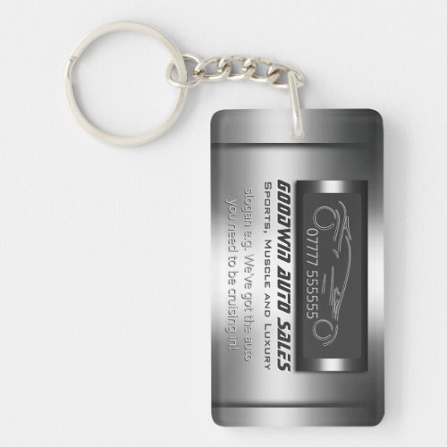 Auto Sales Giveaway _ faux metal silver auto Keychain