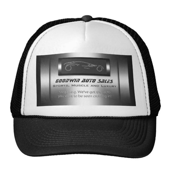 Auto Sales Giveaway - faux metal, silver auto Trucker Hat