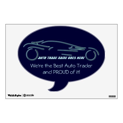 Auto Sales, luxury sportscar in glowing neon Wall Decal