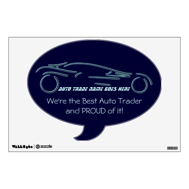 Auto Sales, luxury sportscar in glowing neon Wall Decal (Front)