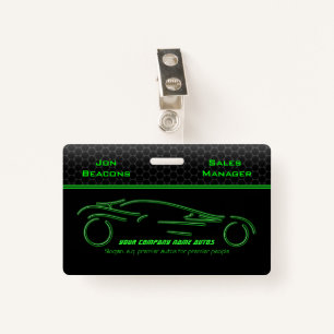 Auto Sales, Metallic-look, Green line Sportscar Badge