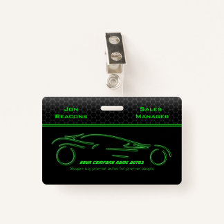 Auto Sales, Metallic-look, Green line Sportscar Badge