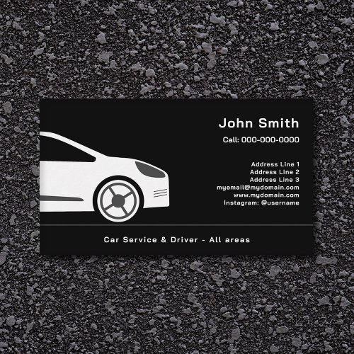 Auto Sales or Car Driver Black Business Card