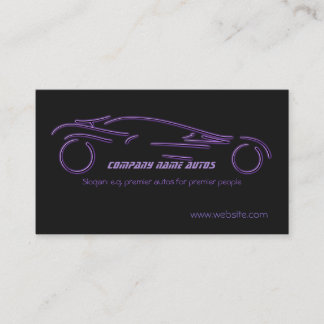 Auto Sales, Purple Luxury Sportscar on black Business Card