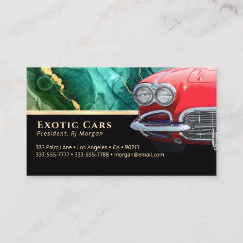 Auto Sales Red Sports Car Photo Teal Abstract Business Card