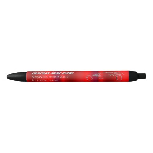 Auto Sales _ Silver Sportscar on red metallic_look Black Ink Pen