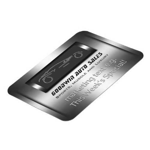 Auto Sales Specials - metal, silver auto Showroom Magnet