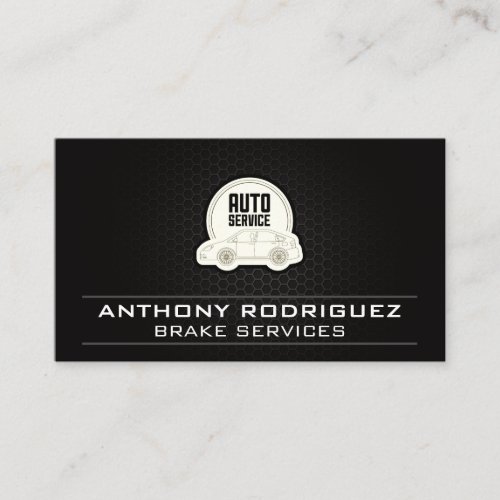 Auto Service Car Icon  Carbon Geometric Business Card