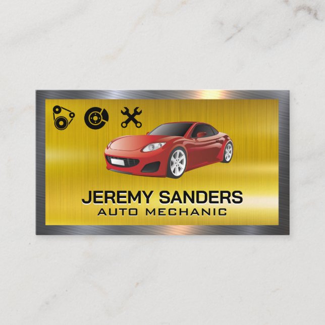 Auto Service Icons | Mechanic Business Card (Front)