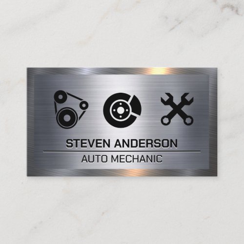 Auto Service Icons | Metal Business Card