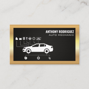 Auto Services Diagram Metallic Border Business Card