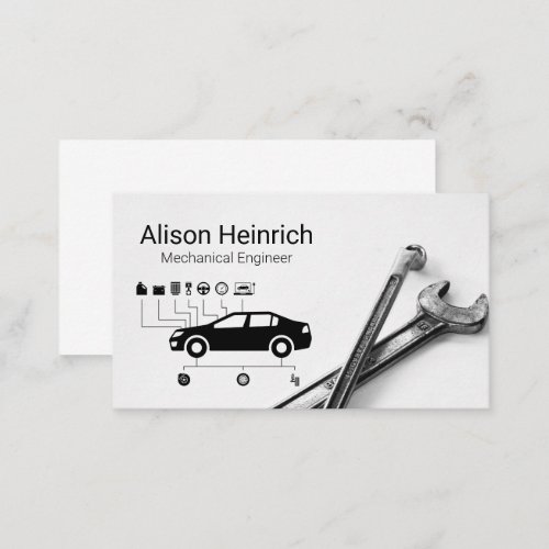 Auto Services Diagram  Wrenches  Mechanic Business Card