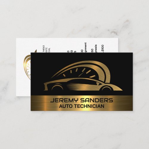 Auto Services  Gold Metallic  Sports Car Business Card