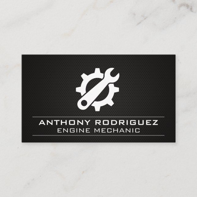 Auto Shop | Car Maintenance Gear Wrench Logo Business Card (Front)