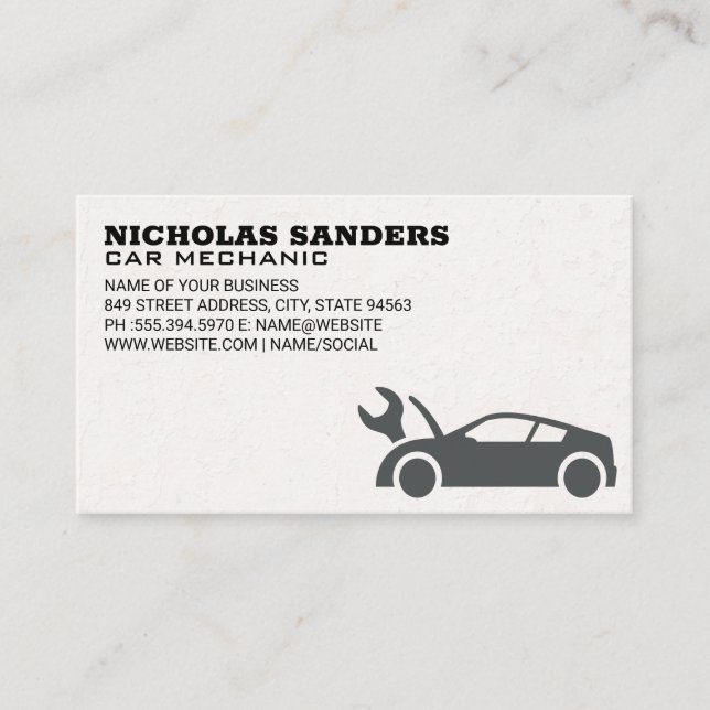 Auto Shop | Car Wrench Icon Business Card (Front)
