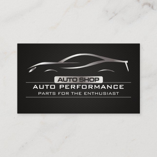 Auto Shop Metallic Car Logo Business Card (Front)