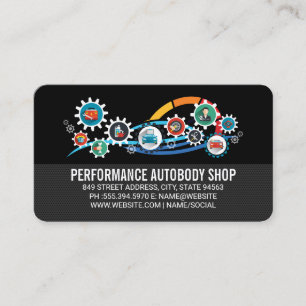 Auto Shop Repair Tools and Hardware Icons Business Card